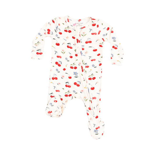 watercolor cherries 2 way zipper footie
