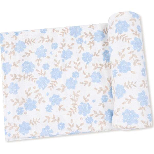 baby blue floral swaddle blanket