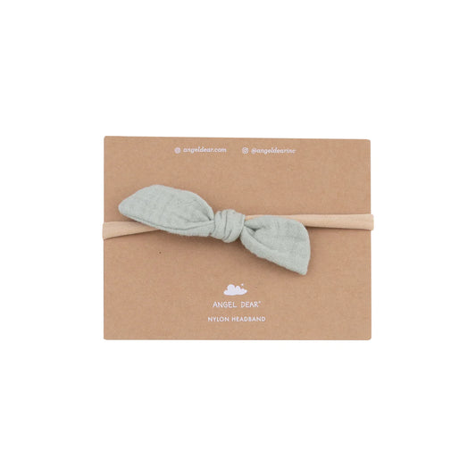 solid muslin desert green bow with nylon headband