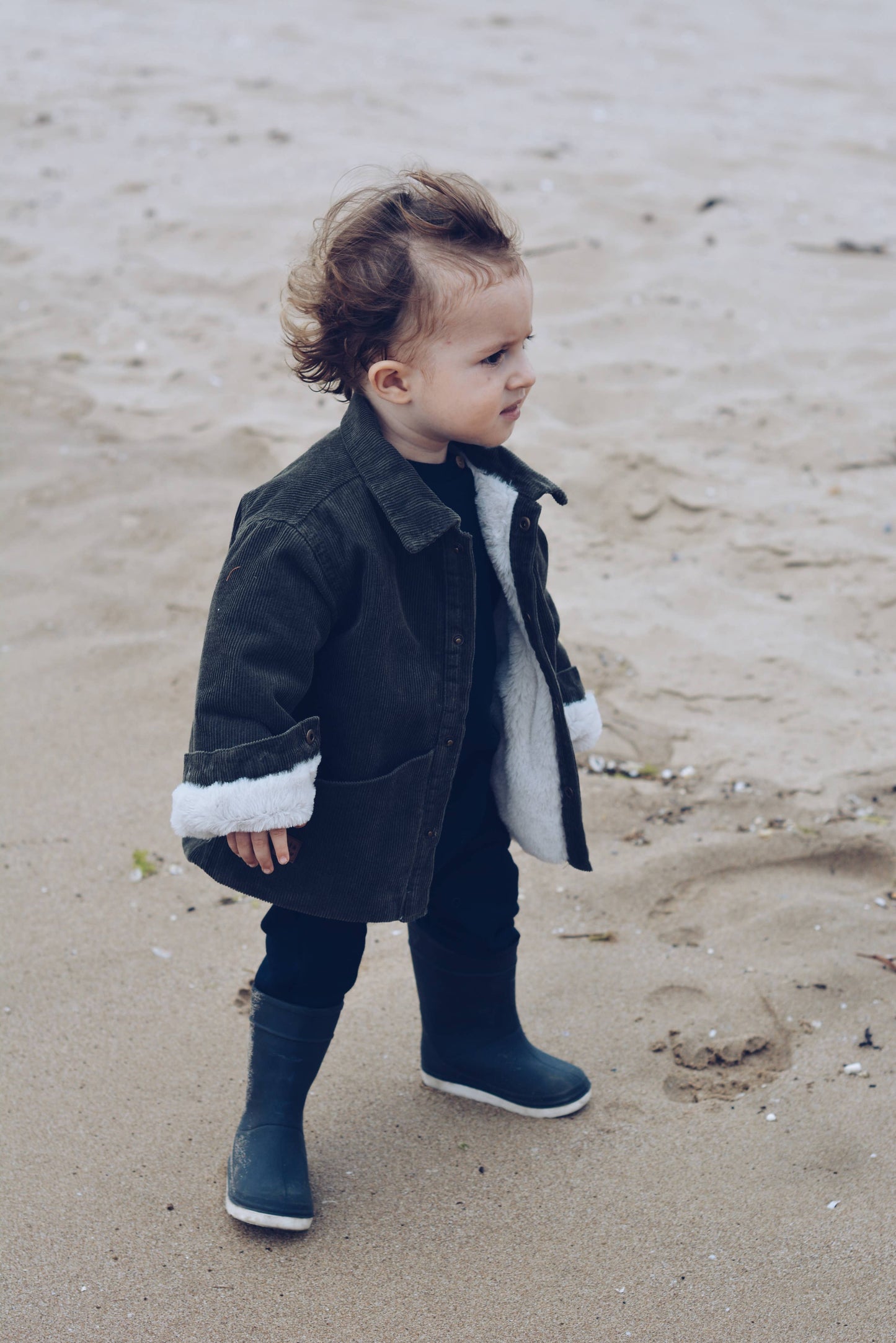 corduroy and faux-fur jacket