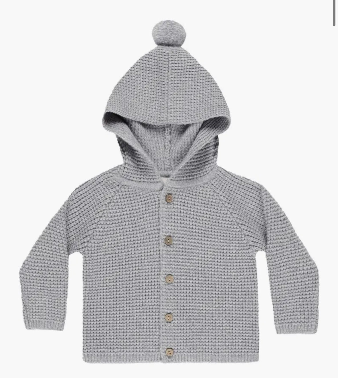 dusty blue pompom hooded cardigan