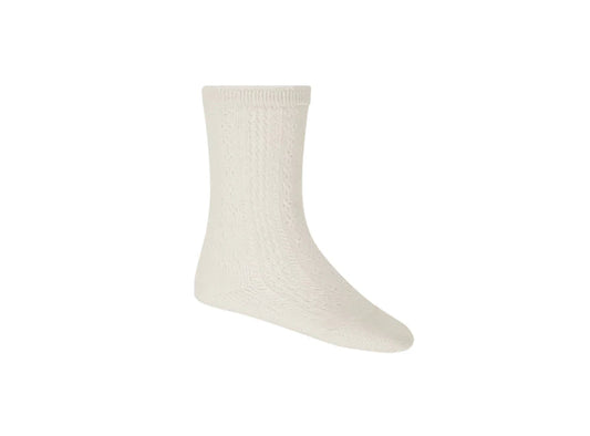 emily pointelle socks - milk