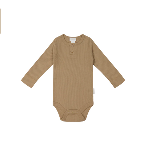 organic cotton modal long sleeve bodysuit - honeycomb