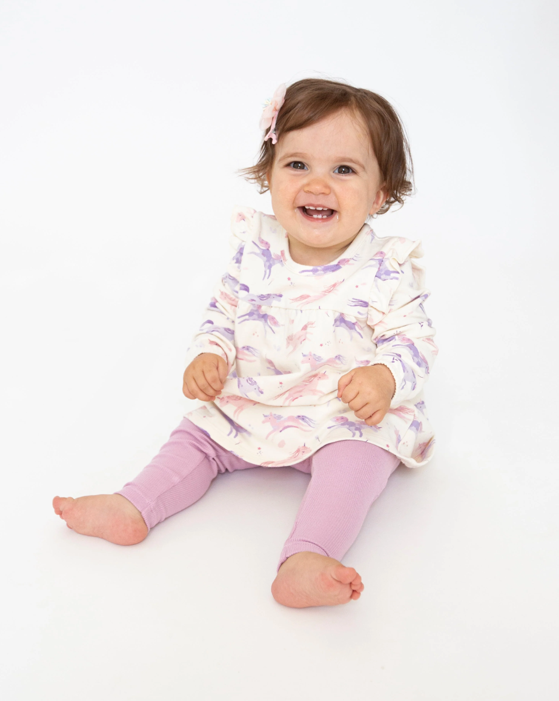 ruffle top tunic & rib legging - dreamy unicorns