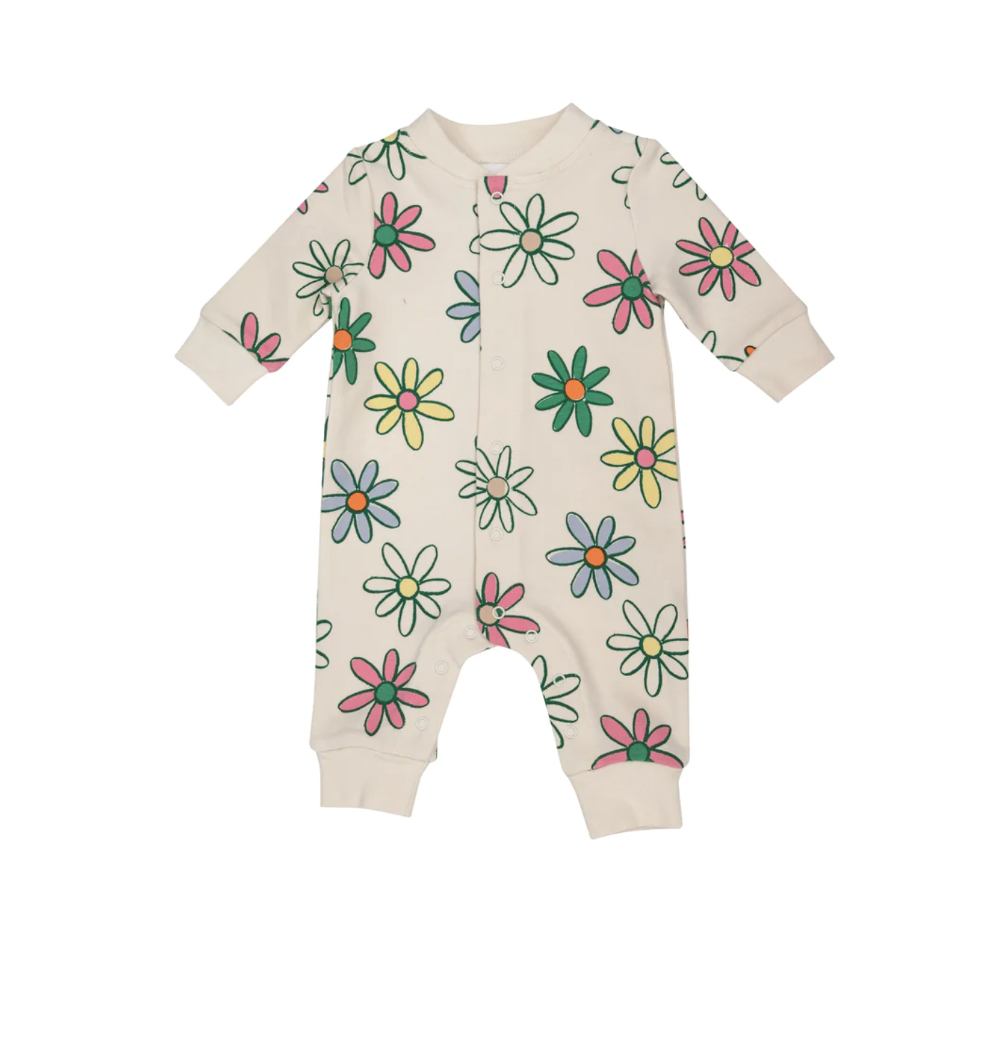 baseball collar romper - painted daisies