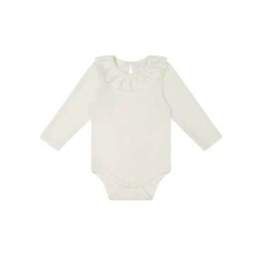 pima cotton fayette long sleeve bodysuit - milk