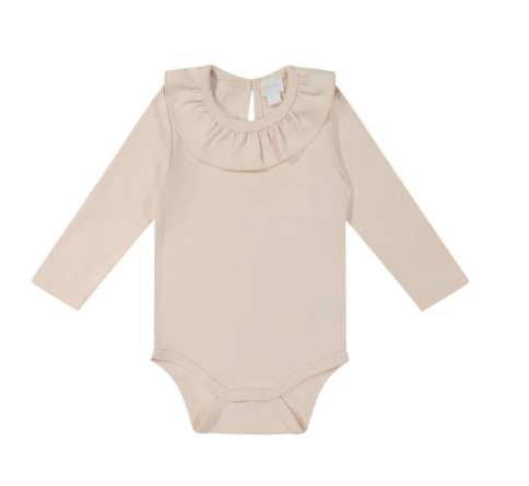 pima cotton fayette long sleeve bodysuit - ballet pink