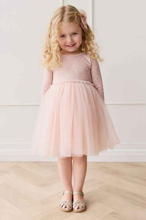 anna tulle dress - petite heart old rose