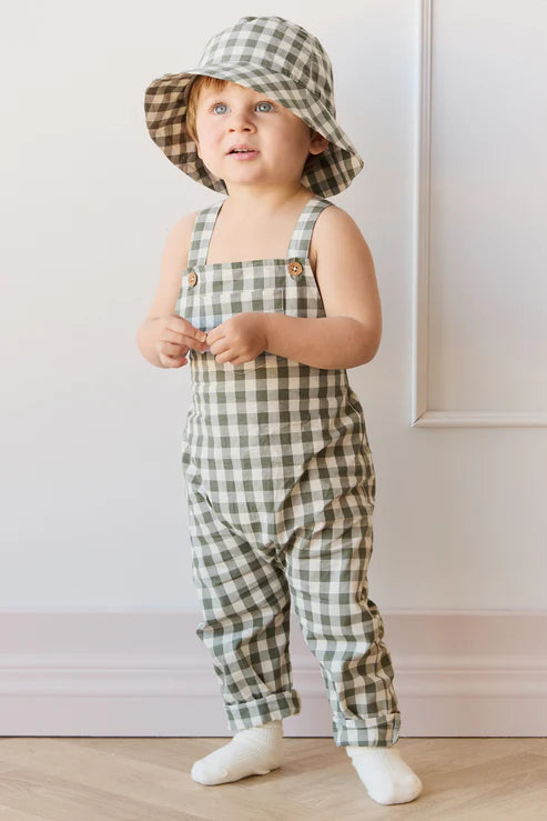 kingston overall - gingham grape leaf