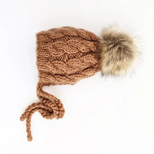 aspen pecan cable knit bonnet