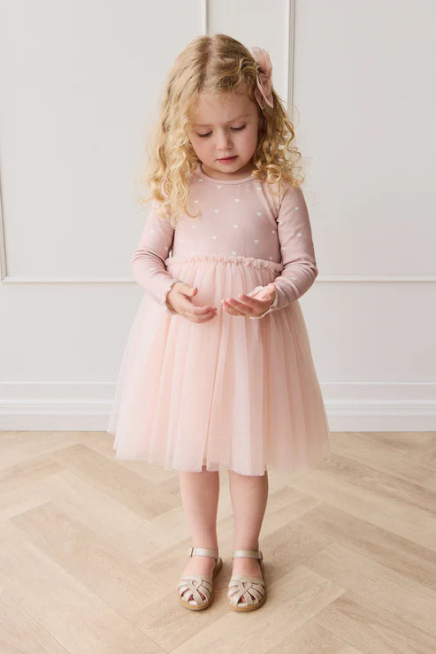 anna tulle dress - petite heart old rose