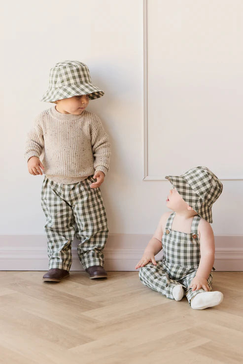 kingston overall - gingham grape leaf