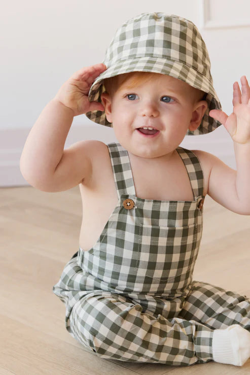 kingston overall - gingham grape leaf