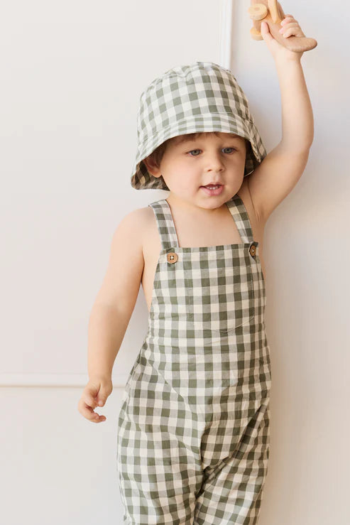 kingston overall - gingham grape leaf