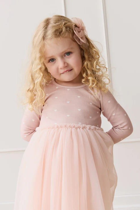 anna tulle dress - petite heart old rose