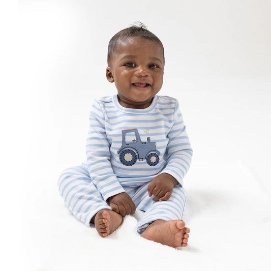 snap shoulder romper - tractor