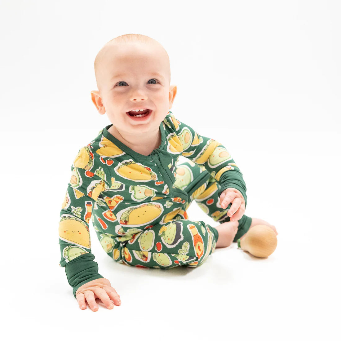 2-way zipper romper - happy tacos