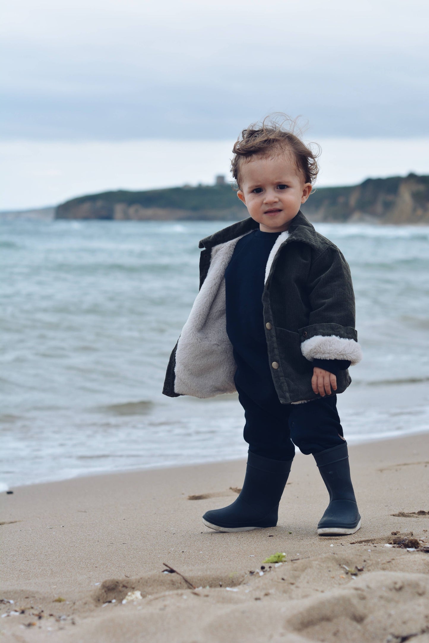 corduroy and faux-fur jacket