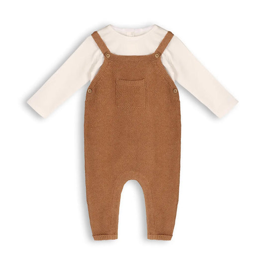 Chunky Sweater Knit Overall & Bodysuit - Chai Melange