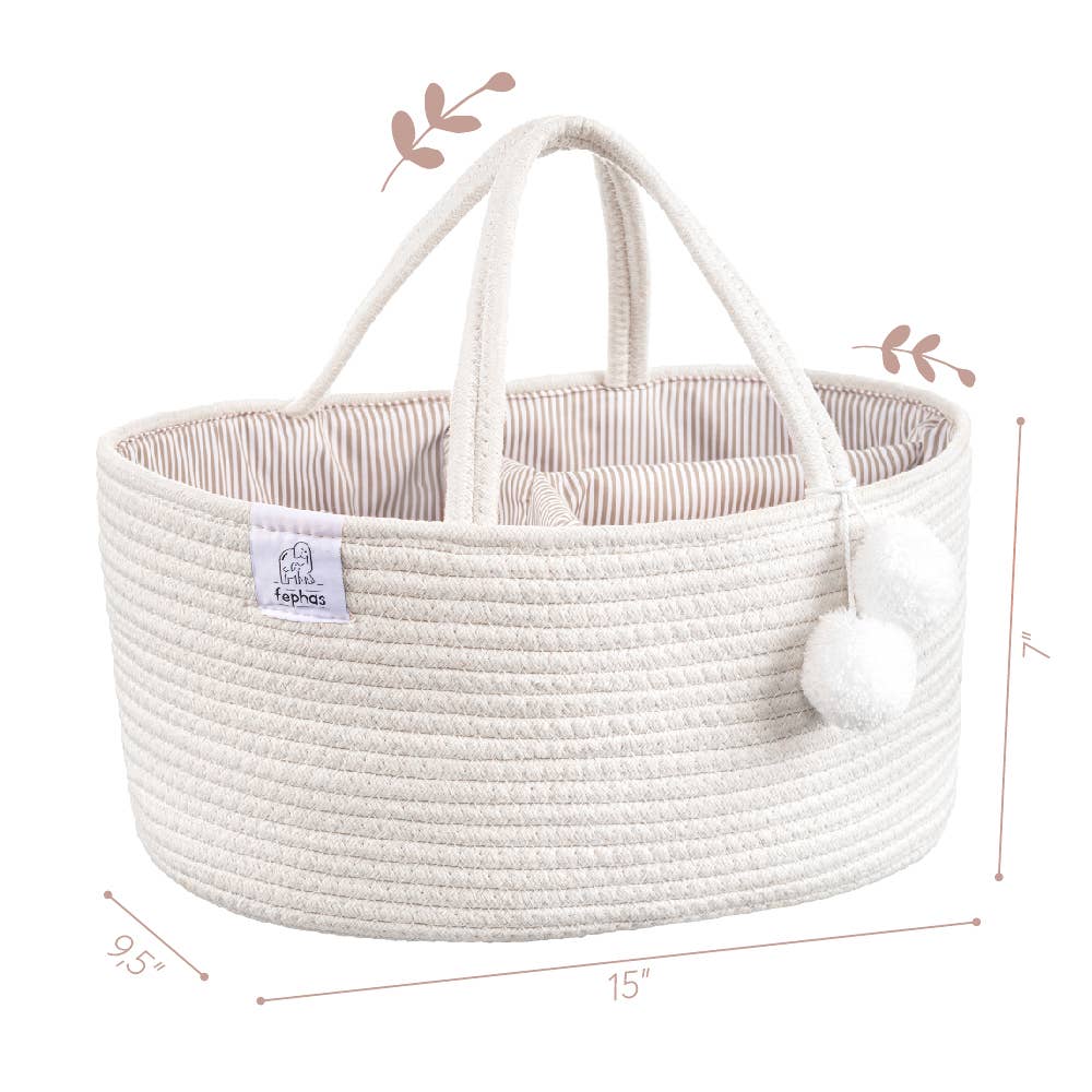rope diaper caddy- off-white