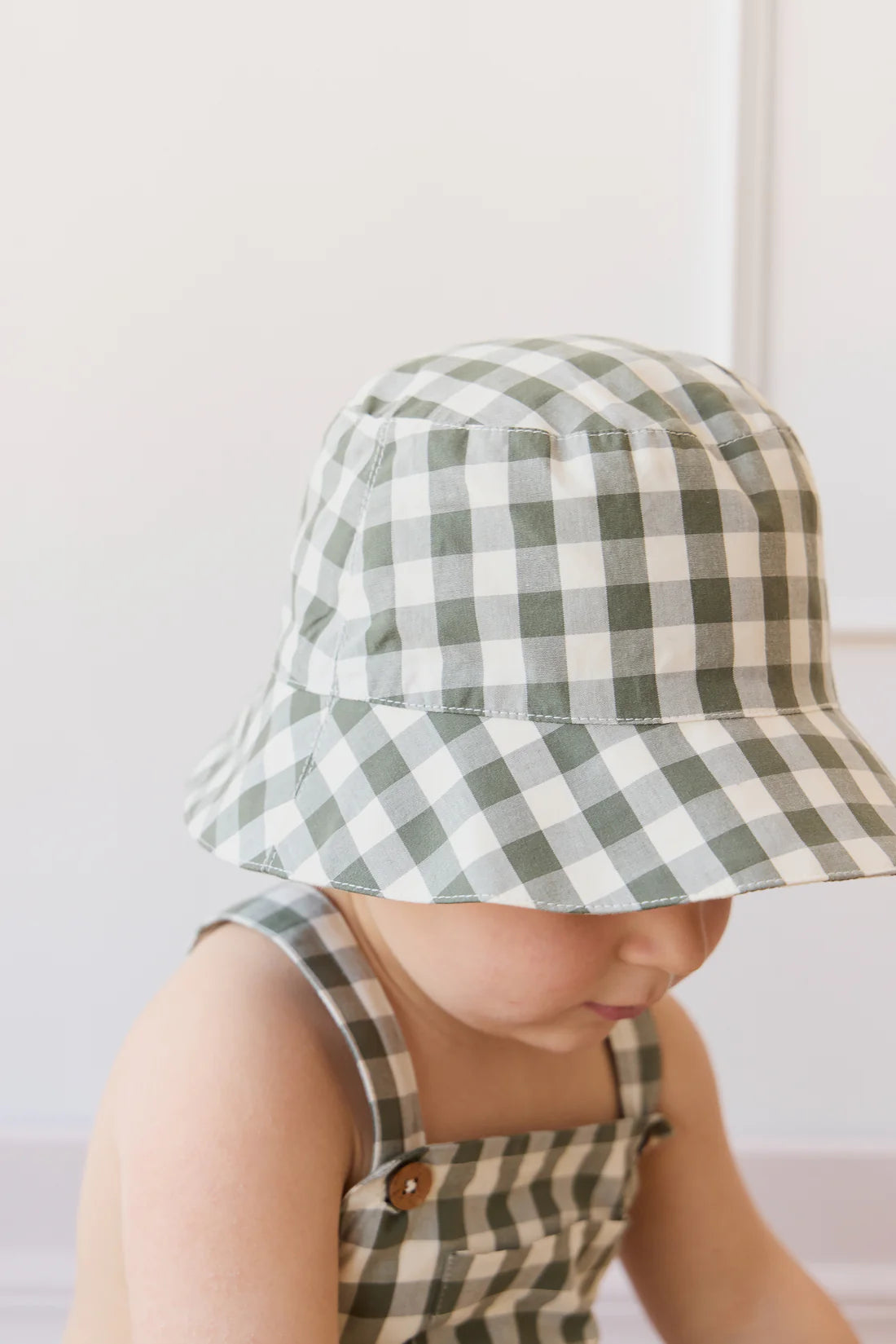 bucket hat - gingham grape leaf