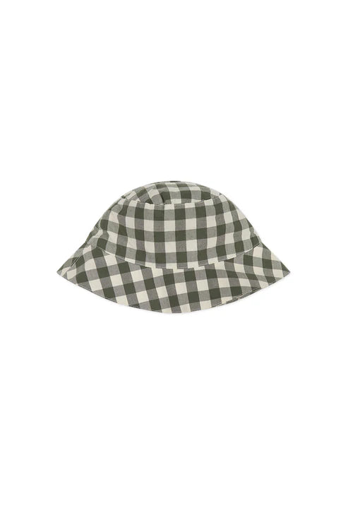 bucket hat - gingham grape leaf