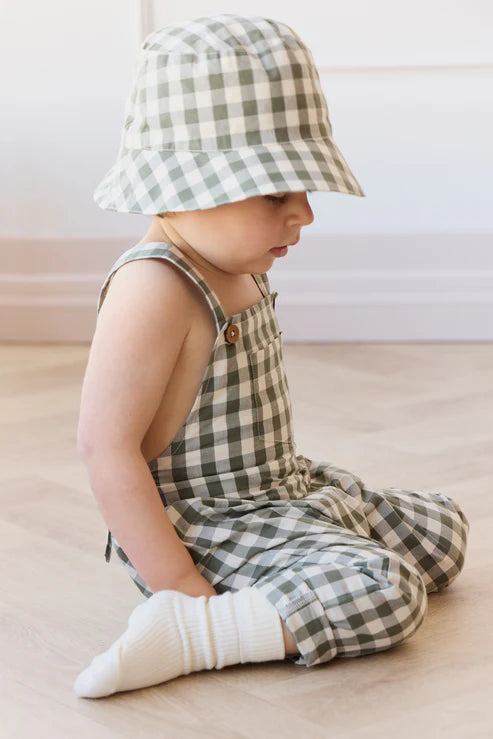 bucket hat - gingham grape leaf