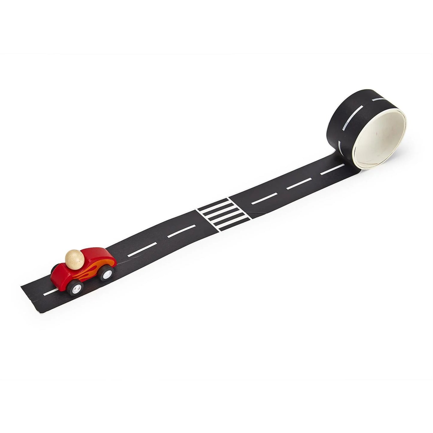 wooden car toy w/track tape