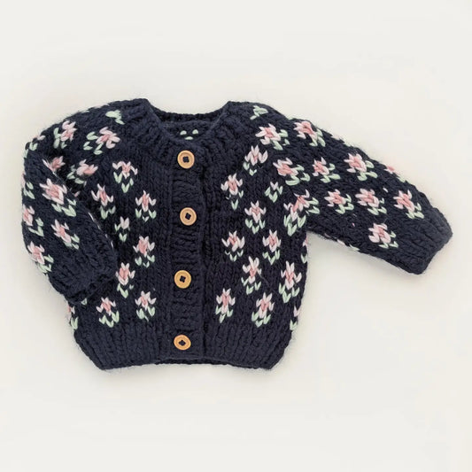 bitty blooms indigo cardigan