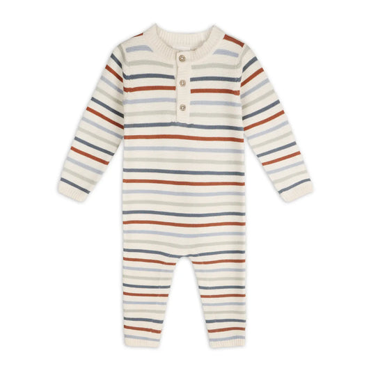Multicolor Stripe Chunky Sweater Knit Jumpsuit
