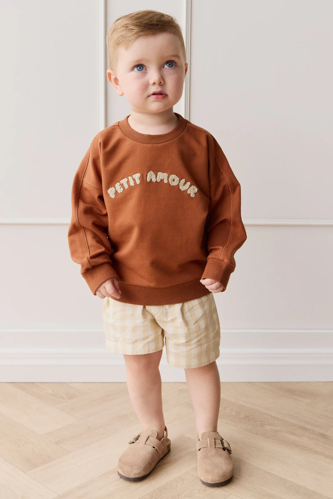 louis short - gingham pale khaki