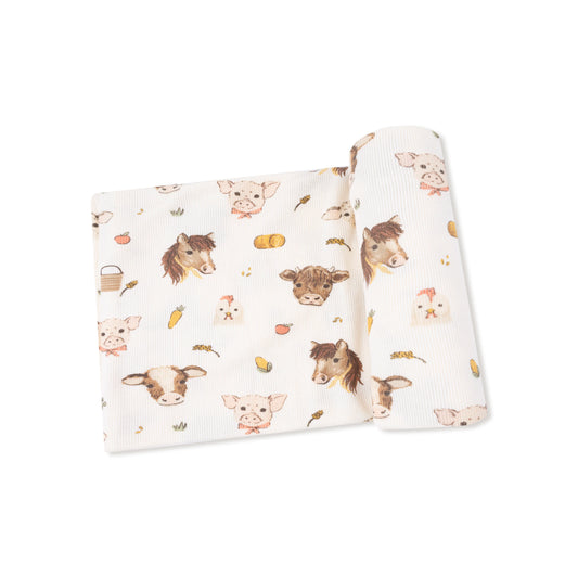 vintage farm animal - swaddle blanket