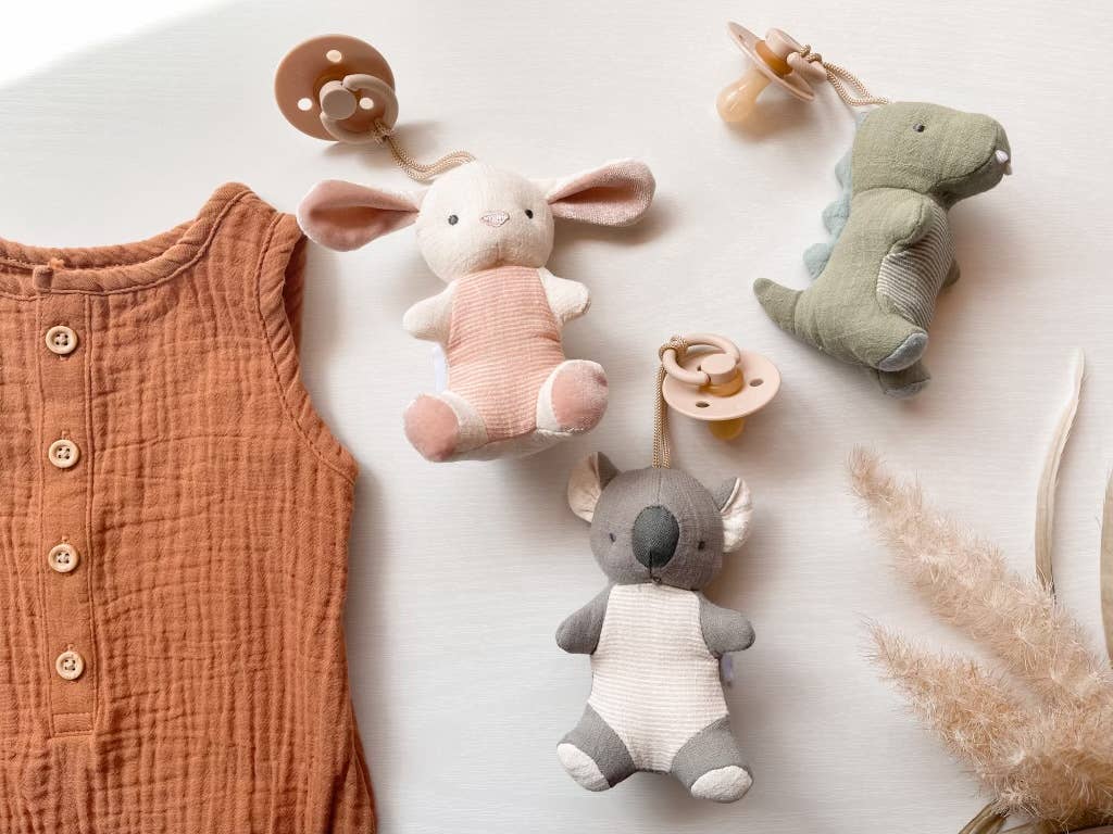 bitzy pal - natural rubber pacifier & plush