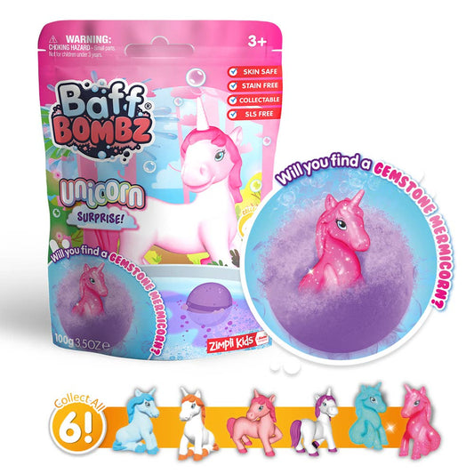 baff bombz surprise unicorn, with collectable unicorn figure
