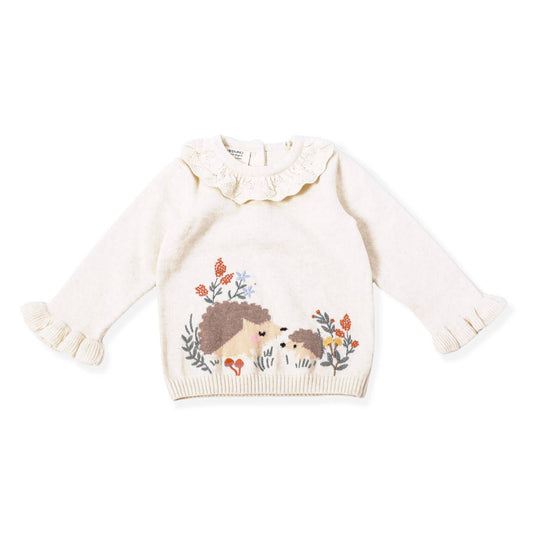 hedgehog & pointelle collar sweater pullover