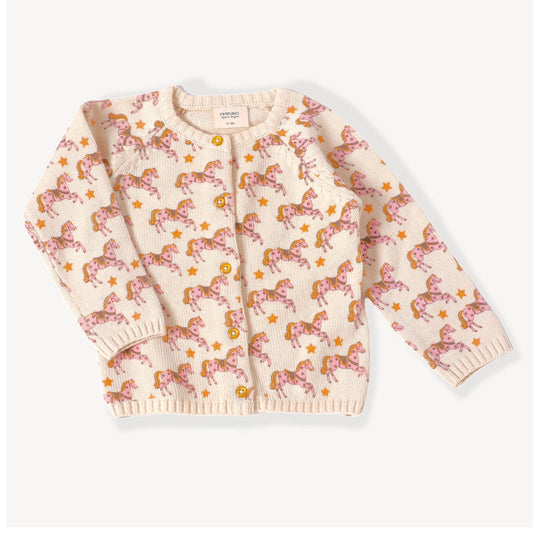 sparkle horse star knit baby cardigan (organic cotton/wool)
