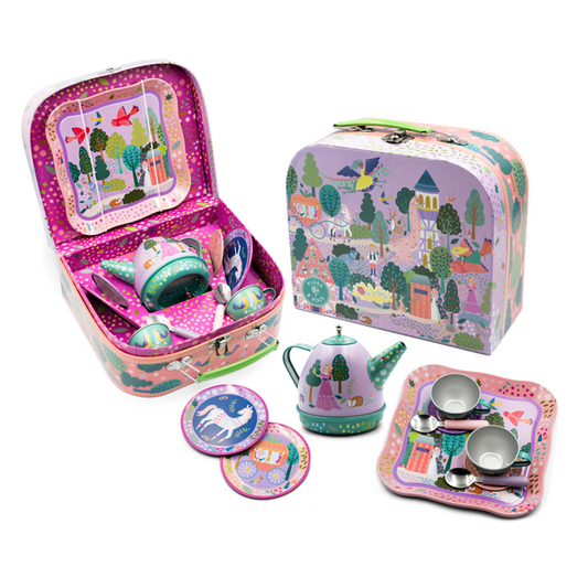 fairy tale 11pc musical tin tea set