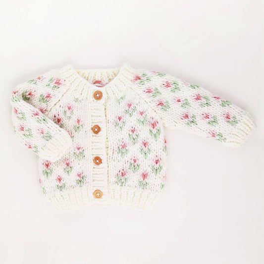 knit cardigan - bitty blooms blush