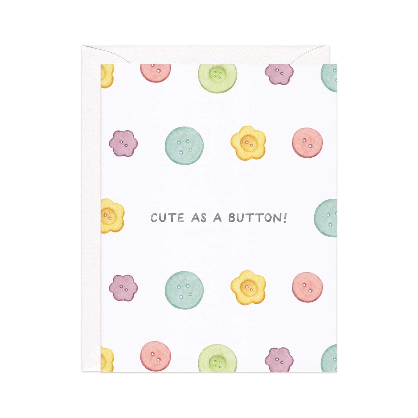 cute as a button — pretty pastel new baby card