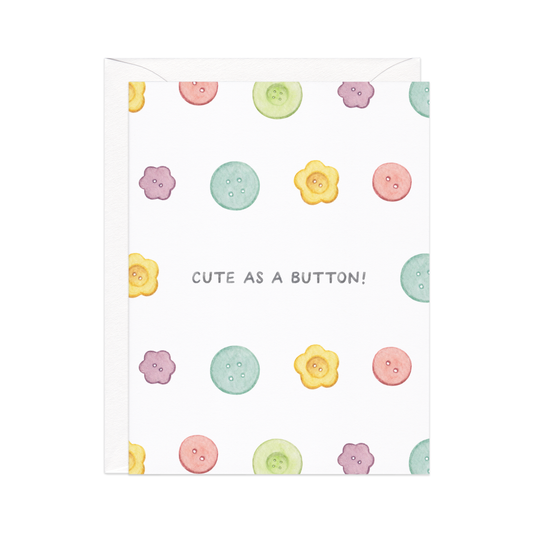 cute as a button — pretty pastel new baby card