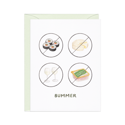 pregnancy bummers — funny food new baby card
