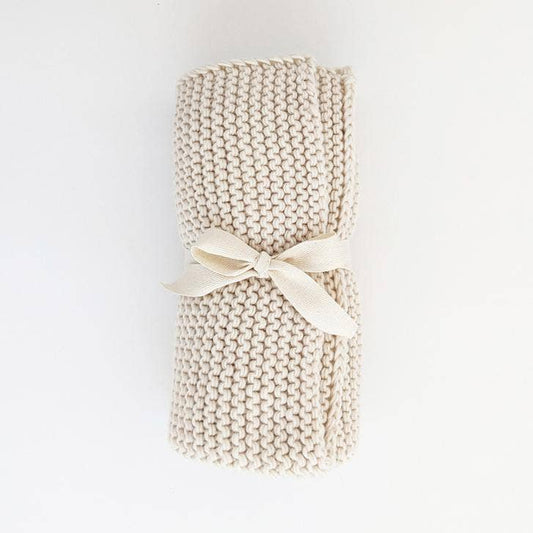 natural garter stitch knit blanket